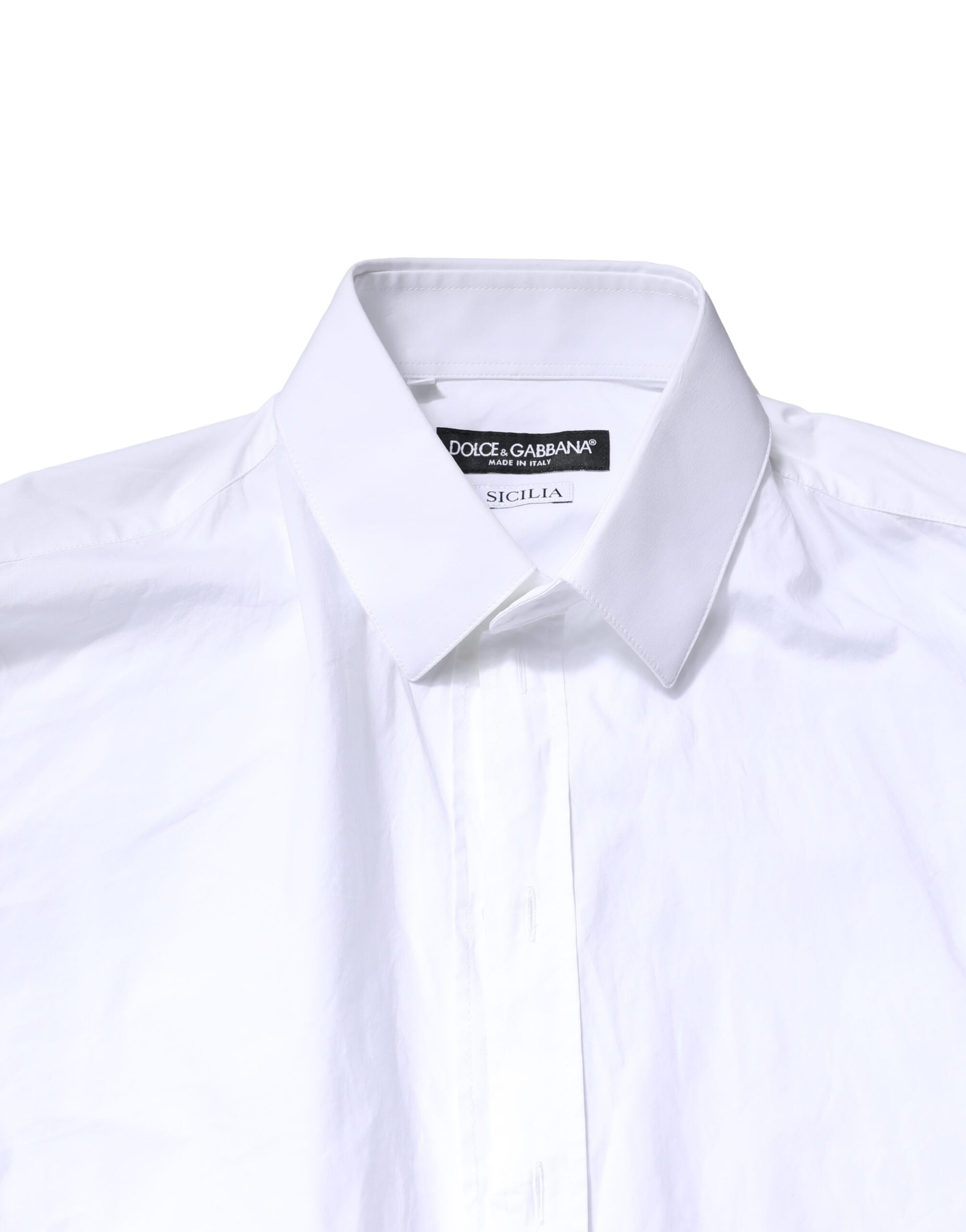 Dolce & Gabbana Weißes SICILIA Formales Herrenhemd aus Baumwolle